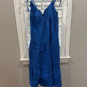 ! EUC Sz S Caslon Royal Blue Textured Tie Strap Dress !